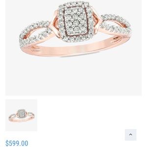 Rose gold and 1/3 ct diamond promise ring SZ 6